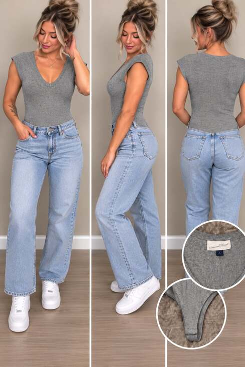 Universal Thread Tops - Universal Thread Bodysuit Size S Gray Ribbed V-Neck Cap Sleeve
